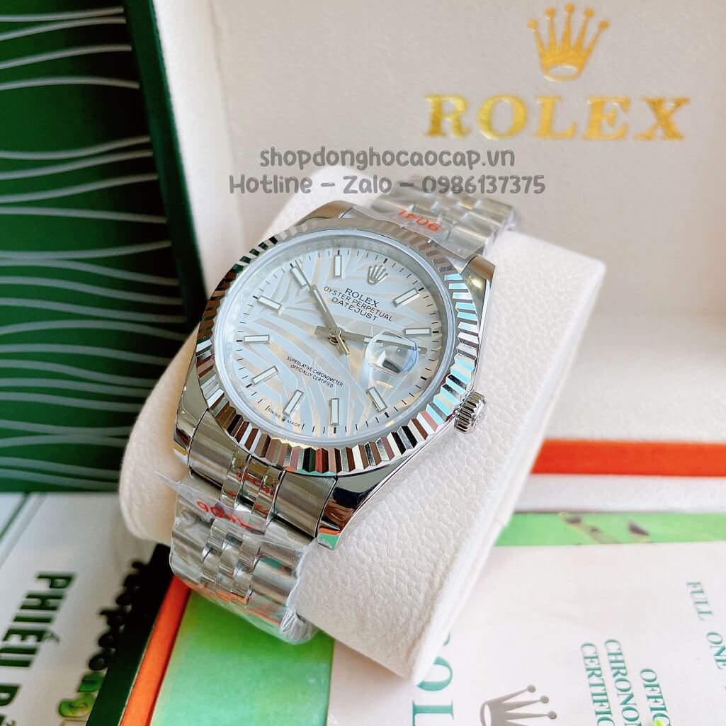 Đồng Hồ Rolex Datejust Cơ Tự Động Nam Dây Thép Silver Phản Quang 41mm