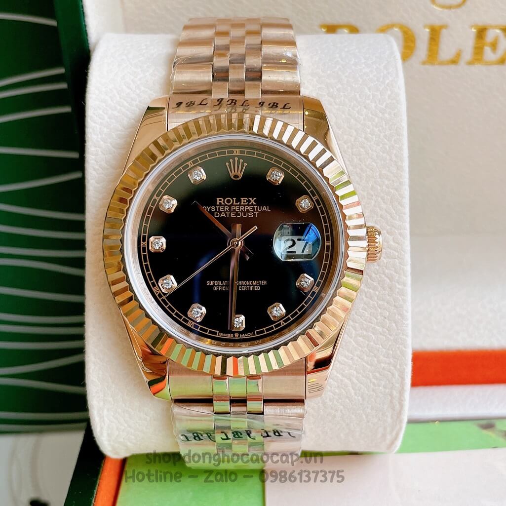 Đồng Hồ Rolex Datejust Cơ Tự Động Nam Màu Rose Mặt Đen 41mm