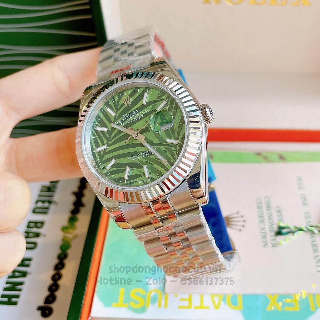 Đồng Hồ Rolex Datejust Cơ Tự Động Nam Dây Thép Silver Mặt Xanh Lá Phản Quang 41mm