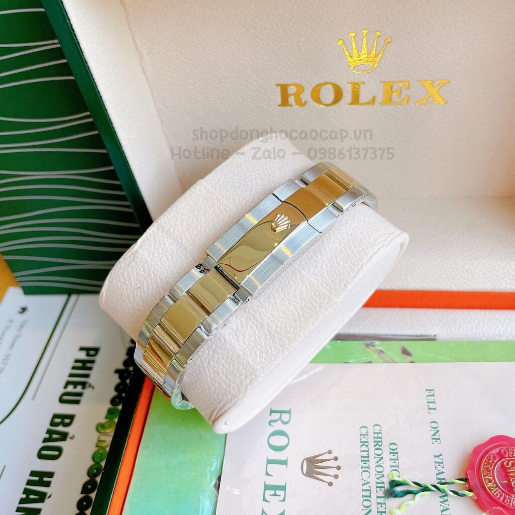 Đồng Hồ Rolex Datejust Cơ Tự Động Nam Dây Kim Loại Demi Vàng Mặt Đen 41mm