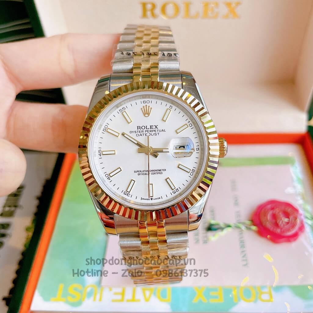 Đồng Hồ Rolex Datejust Cơ Tự Động Nam Demi Vàng Phản Quang 41mm