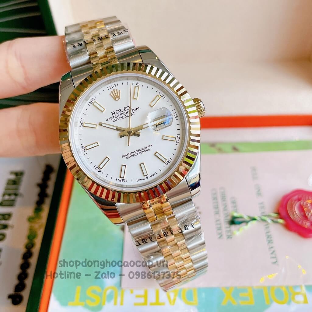 Đồng Hồ Rolex Datejust Cơ Tự Động Nam Demi Vàng Phản Quang 41mm