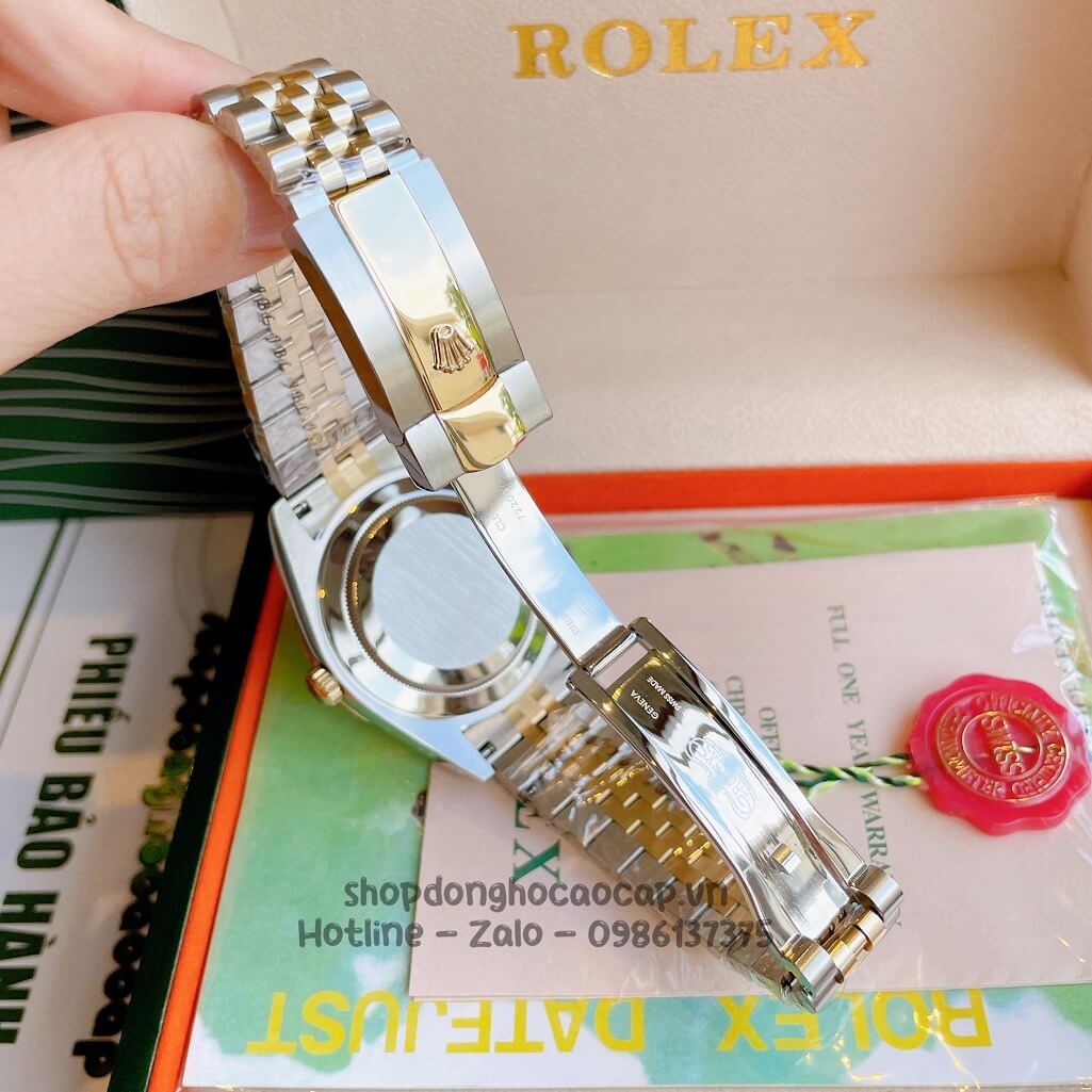 Đồng Hồ Rolex Datejust Cơ Tự Động Nam Demi Vàng Phản Quang 41mm