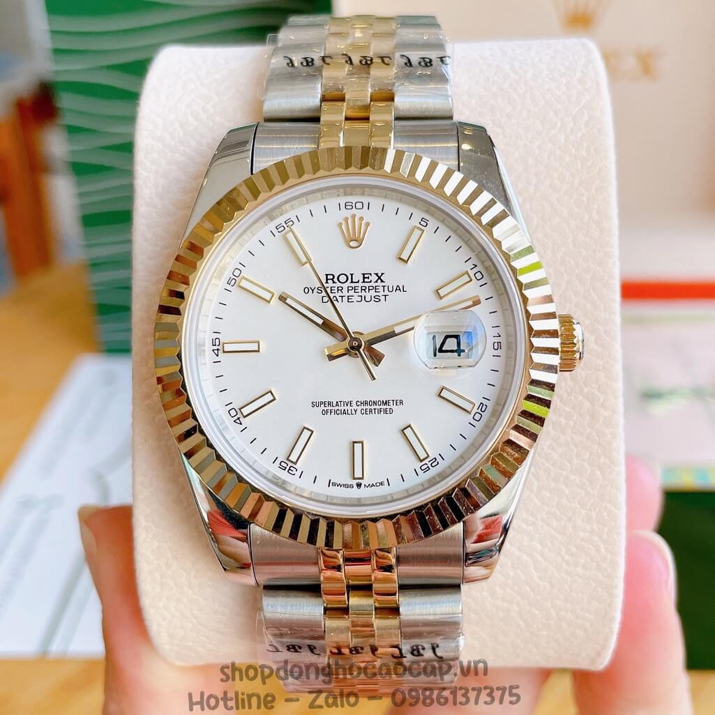 Đồng Hồ Rolex Datejust Cơ Tự Động Nam Demi Vàng Phản Quang 41mm