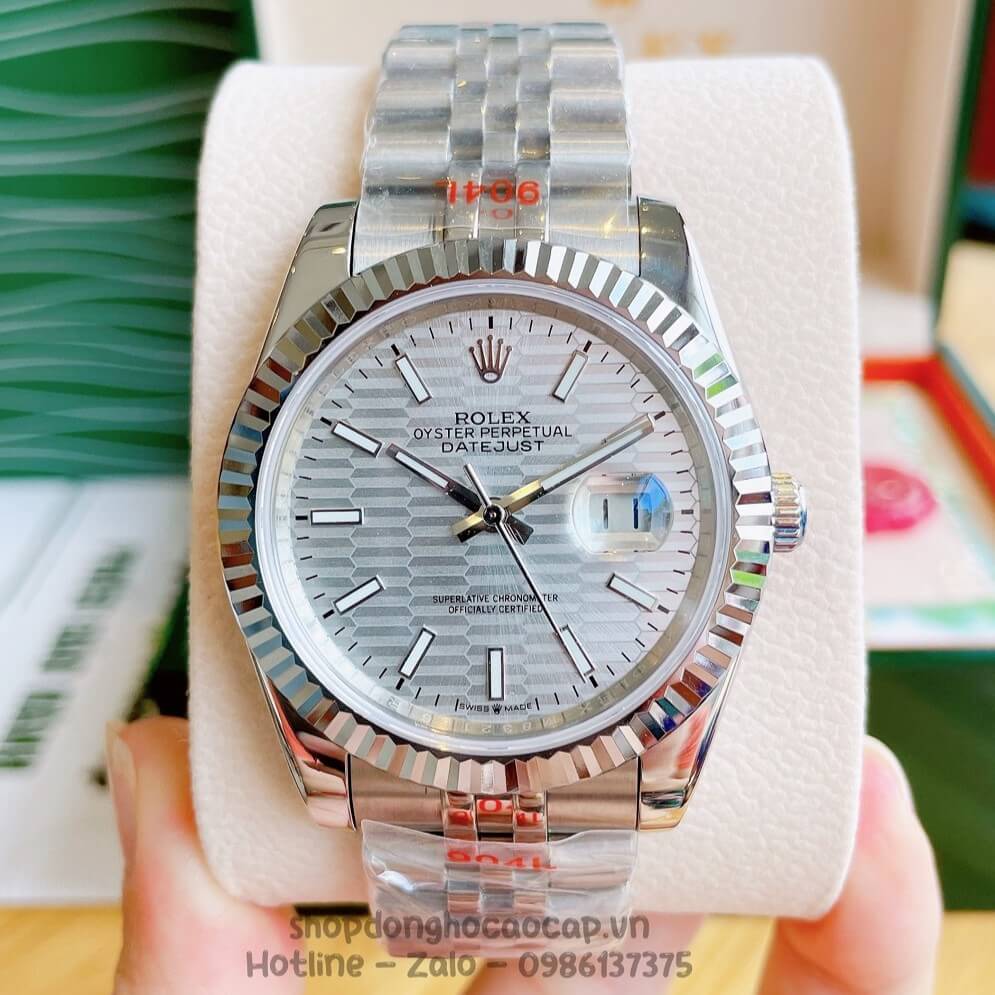 Đồng Hồ Rolex Datejust Cơ Tự Động Nam Dây Thép Silver Phản Quang 41mm