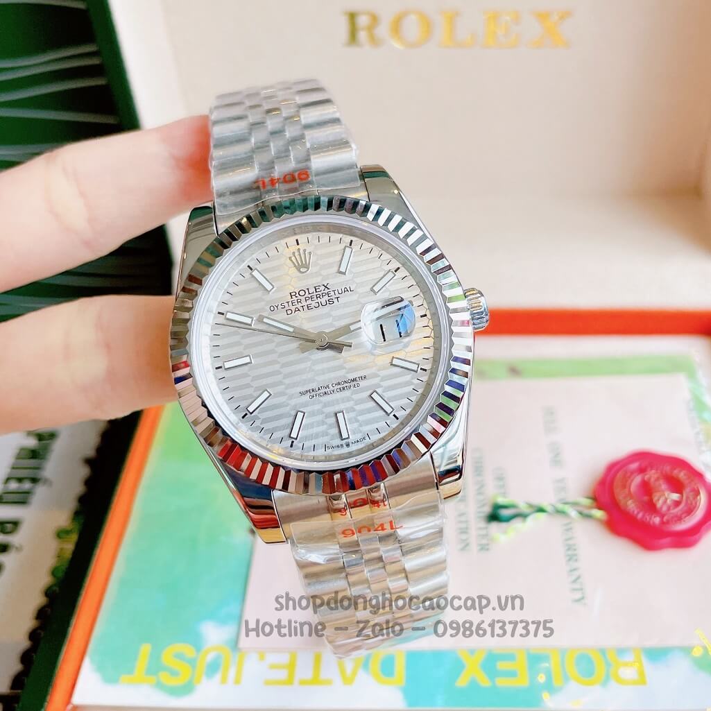 Đồng Hồ Rolex Datejust Cơ Tự Động Nam Dây Thép Silver Phản Quang 41mm