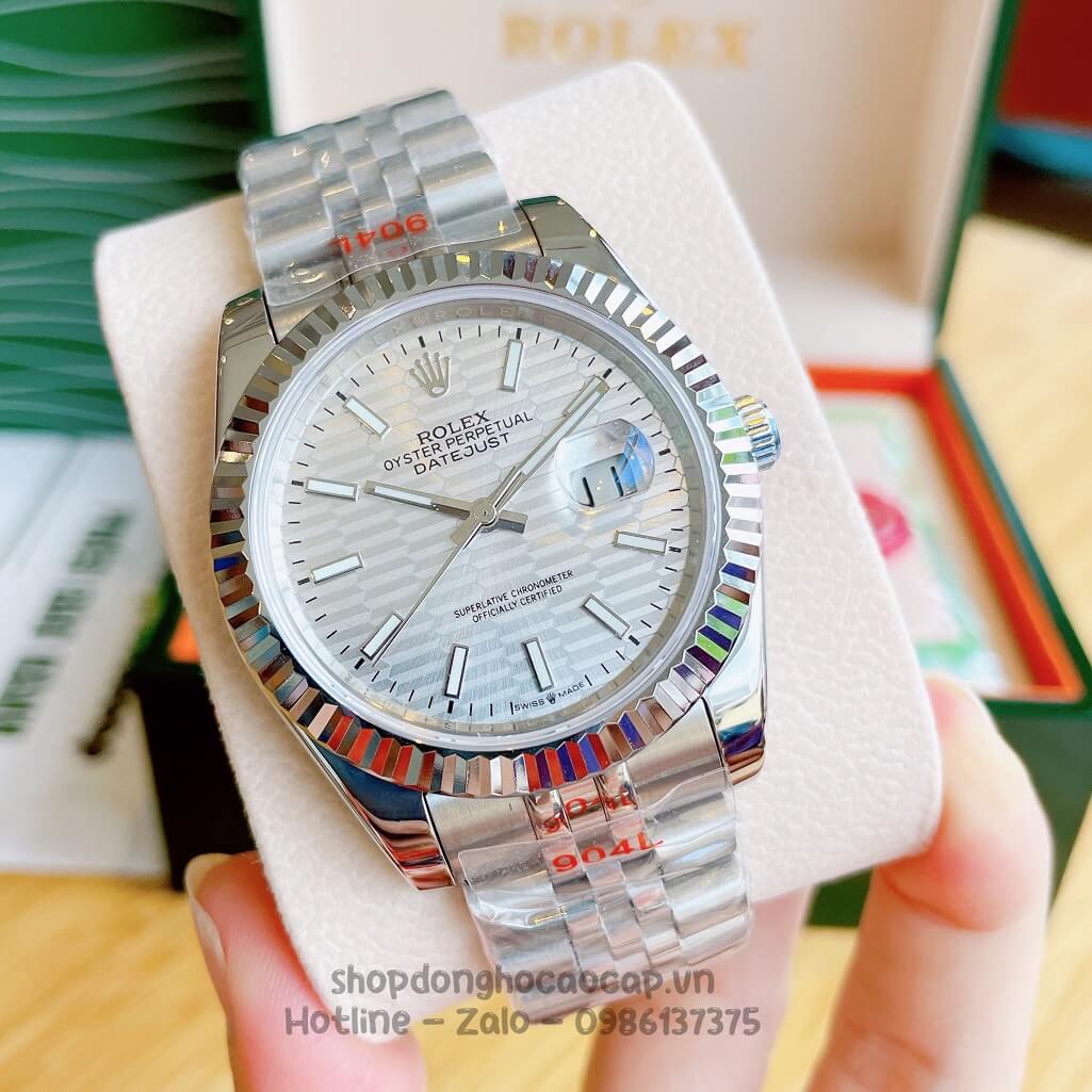 Đồng Hồ Rolex Datejust Cơ Tự Động Nam Dây Thép Silver Phản Quang 41mm