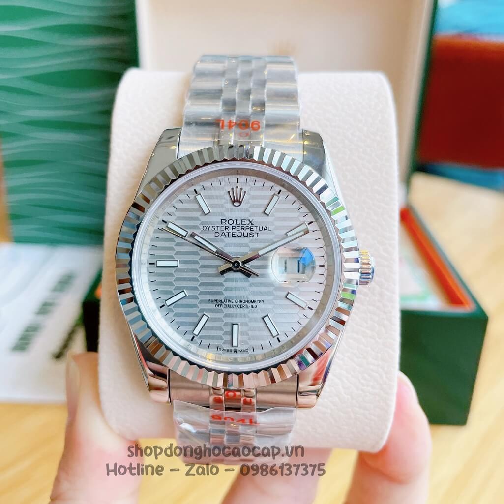 Đồng Hồ Rolex Datejust Cơ Tự Động Nam Dây Thép Silver Phản Quang 41mm