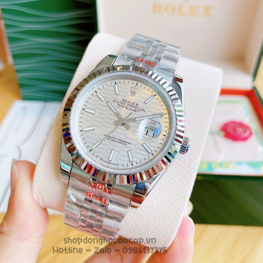 Đồng Hồ Rolex Datejust Cơ Tự Động Nam Dây Thép Silver Phản Quang 41mm