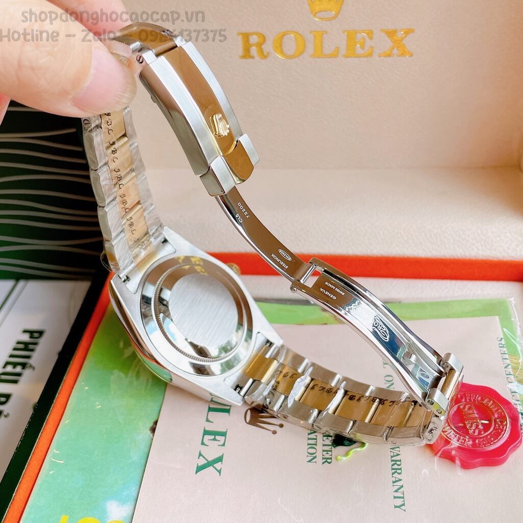 Đồng Hồ Rolex Datejust Cơ Tự Động Nam Dây Kim Loại Demi Vàng Mặt Đen 41mm