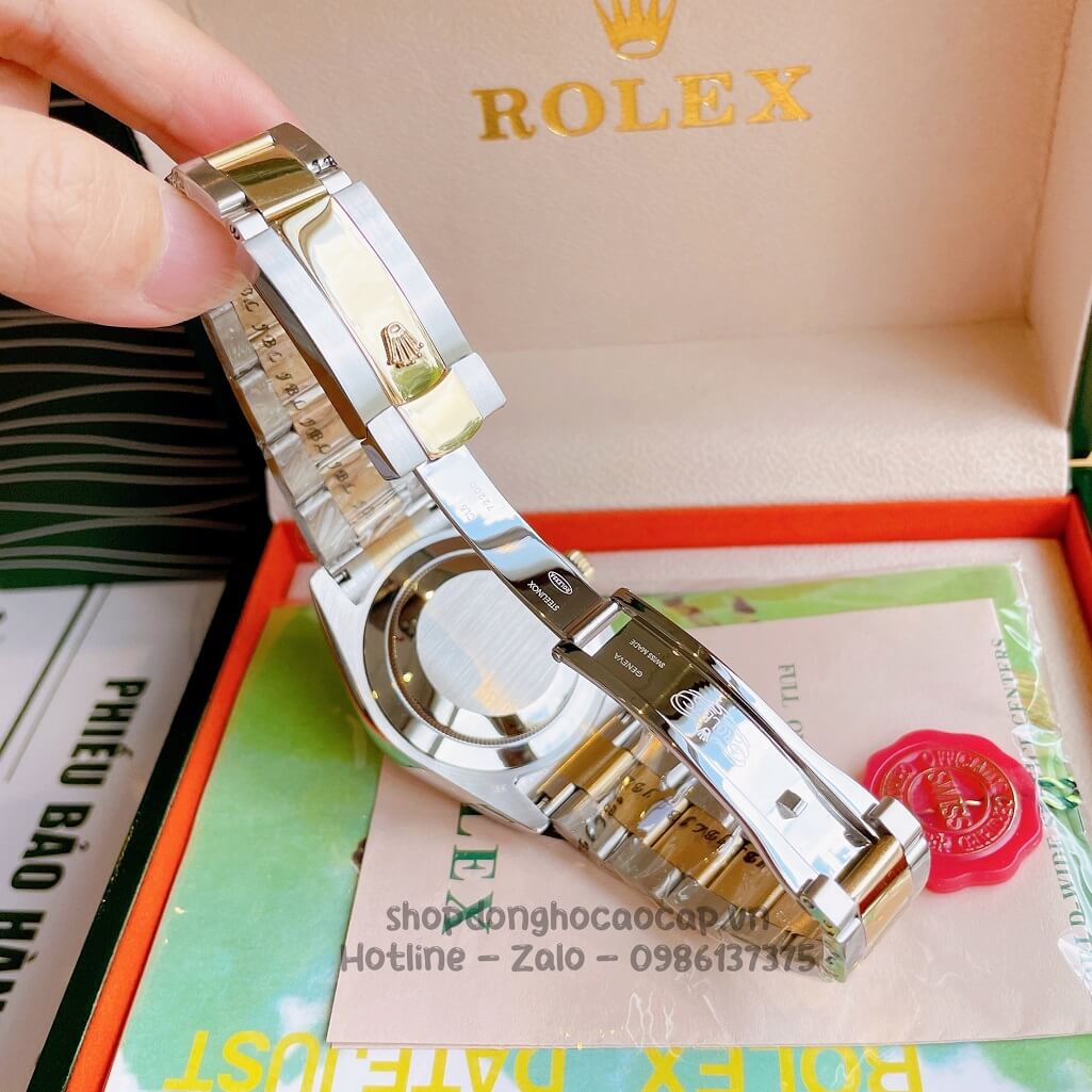 Đồng Hồ Rolex Datejust Cơ Tự Động Nam Dây Kim Loại Demi Vàng Mặt Đen 41mm