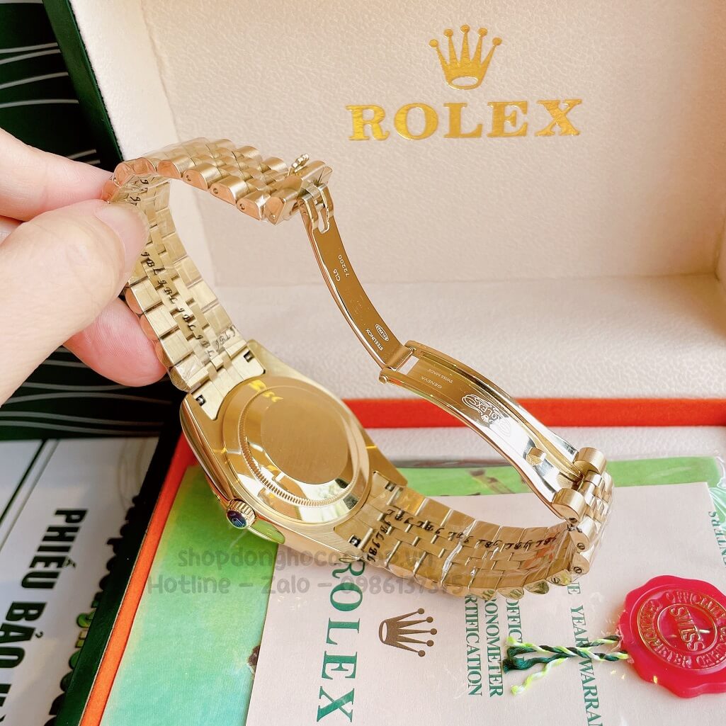 Đồng Hồ Rolex Datejust Cơ Tự Động Nam Màu Vàng Mặt Đen 41mm