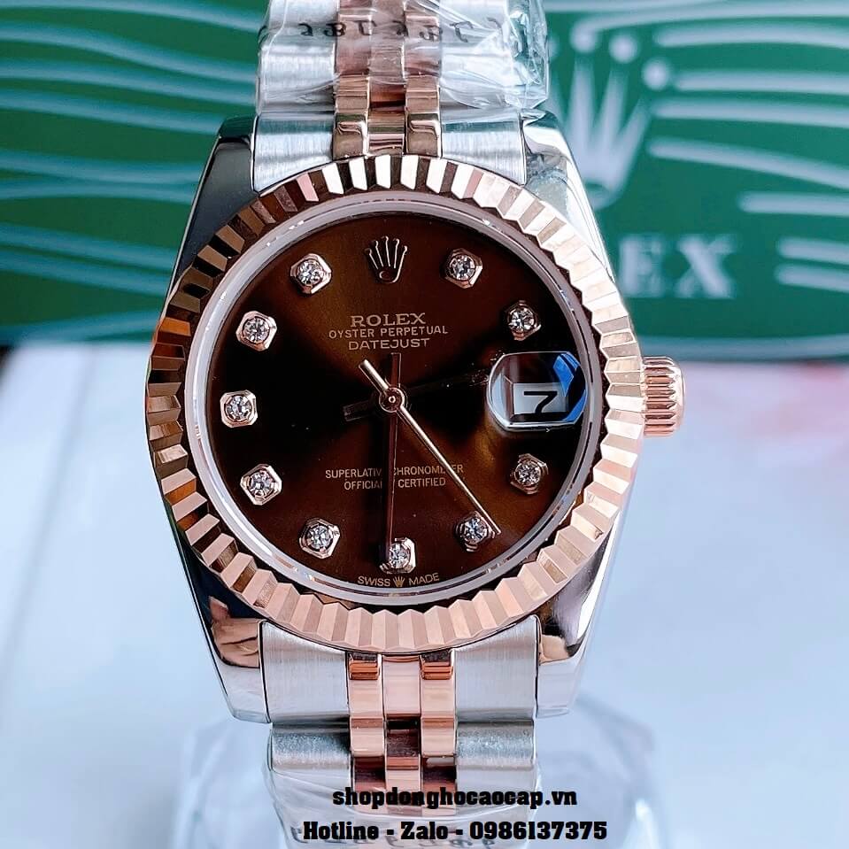 Đồng Hồ Rolex Datejust Cơ Tự Động Nữ Demi Rose Mặt Nâu 31mm