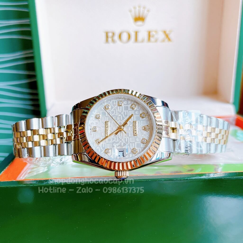 Đồng Hồ Rolex Datejust Cơ Tự Động Nữ Demi Vàng Mặt Khía 3D 31mm