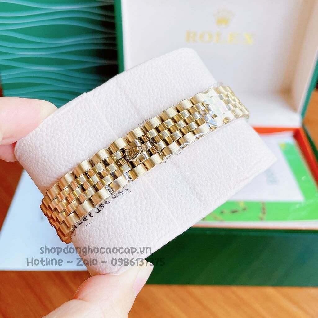 Đồng Hồ Rolex Datejust Cơ Tự Động Nữ Vàng Mặt Đen Xà Cừ Đính Đá 31mm