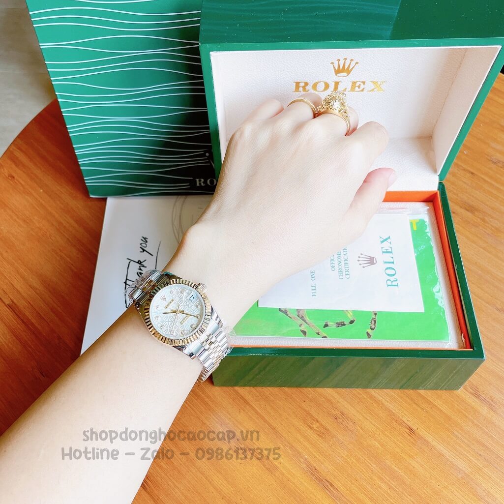 Đồng Hồ Rolex Datejust Cơ Tự Động Nữ Demi Vàng Mặt Khía 3D 31mm