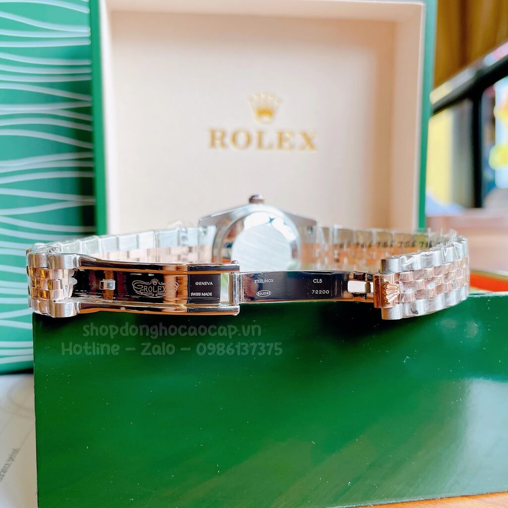 Đồng Hồ Rolex Datejust Cơ Tự Động Nữ Demi Rose Mặt Đen 3D 31mm