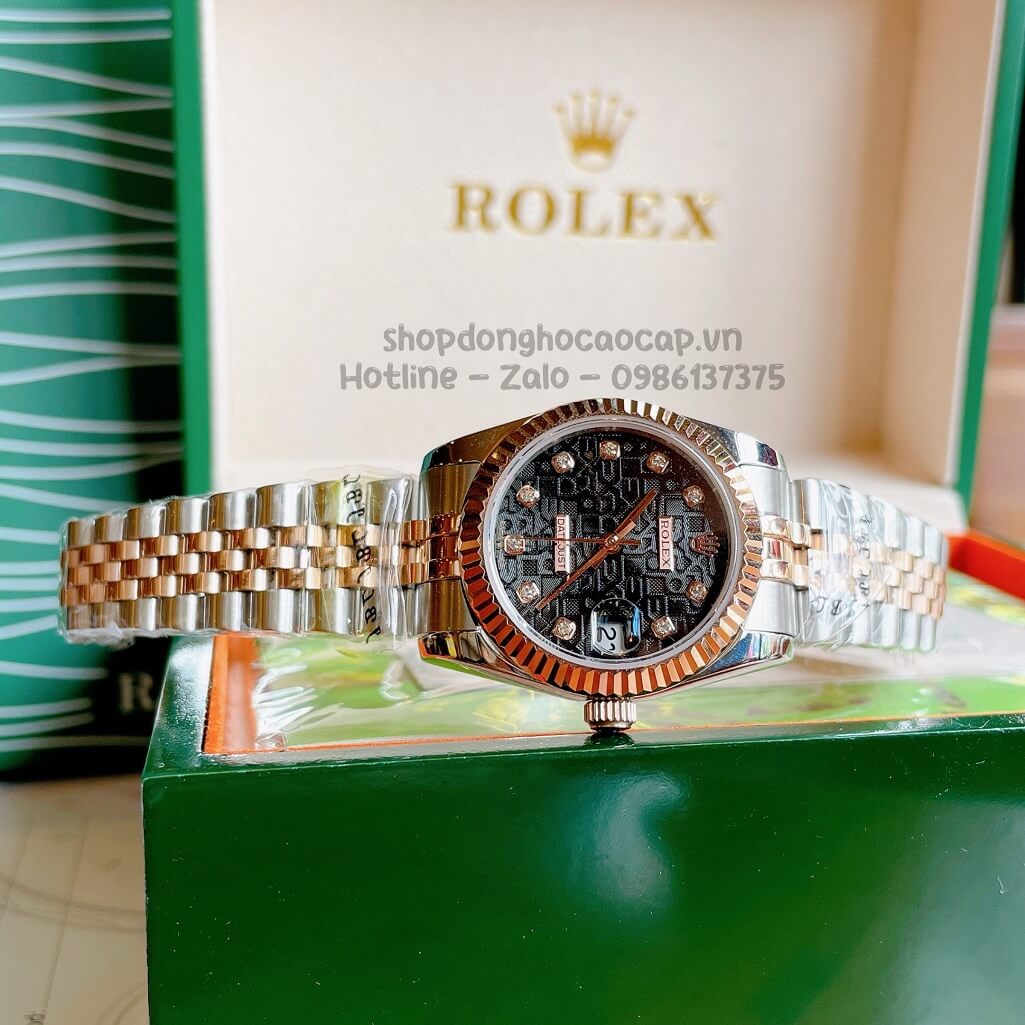 Đồng Hồ Rolex Datejust Cơ Tự Động Nữ Demi Rose Mặt Đen 3D 31mm