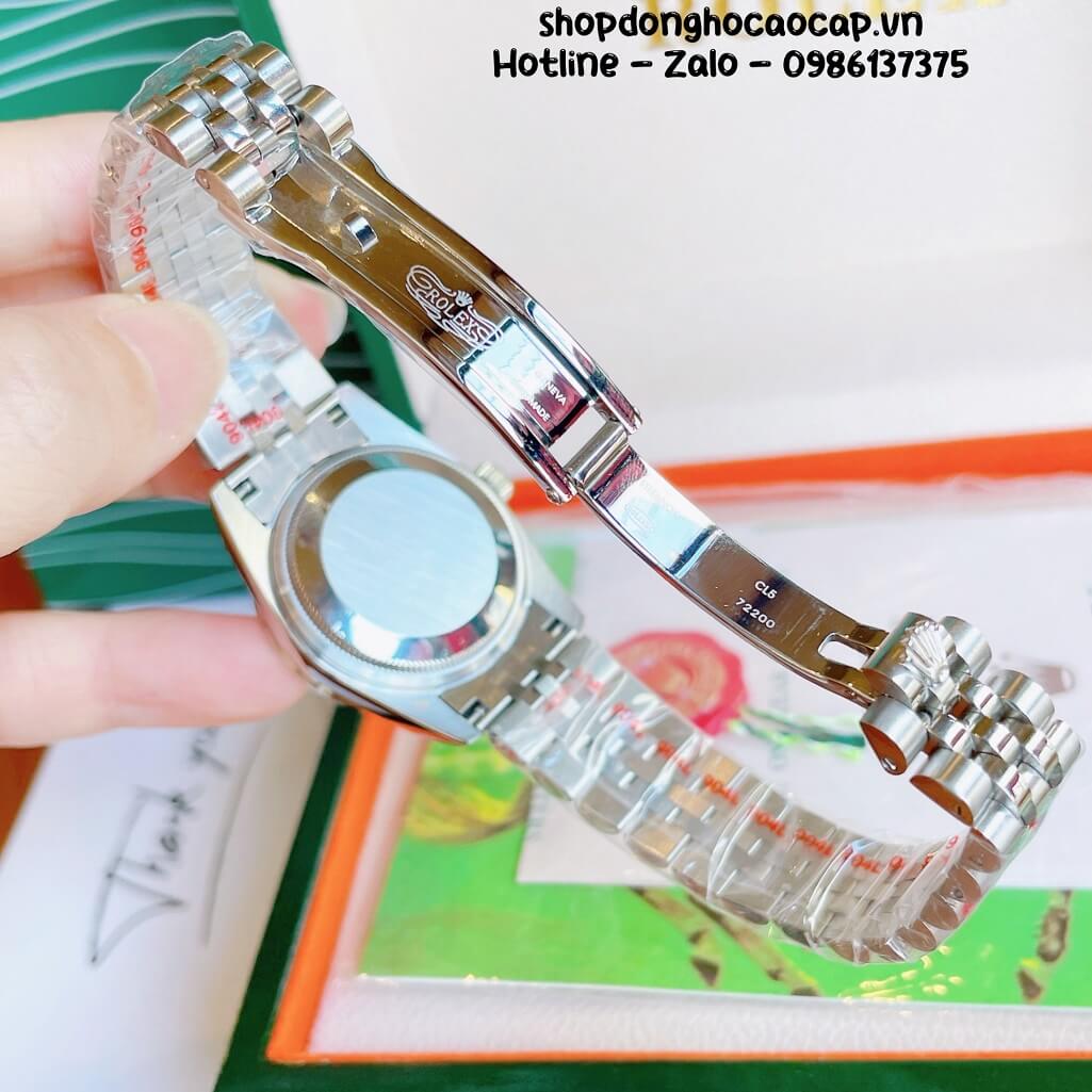 Đồng Hồ Rolex Datejust Cơ Tự Động Nữ Bạc Mặt Hồng Đính Đá 31mm