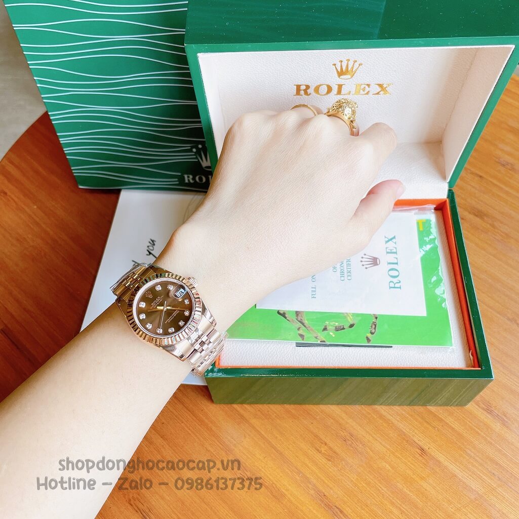 Đồng Hồ Rolex Datejust Cơ Tự Động Nữ Màu Rose Mặt Nâu 31mm