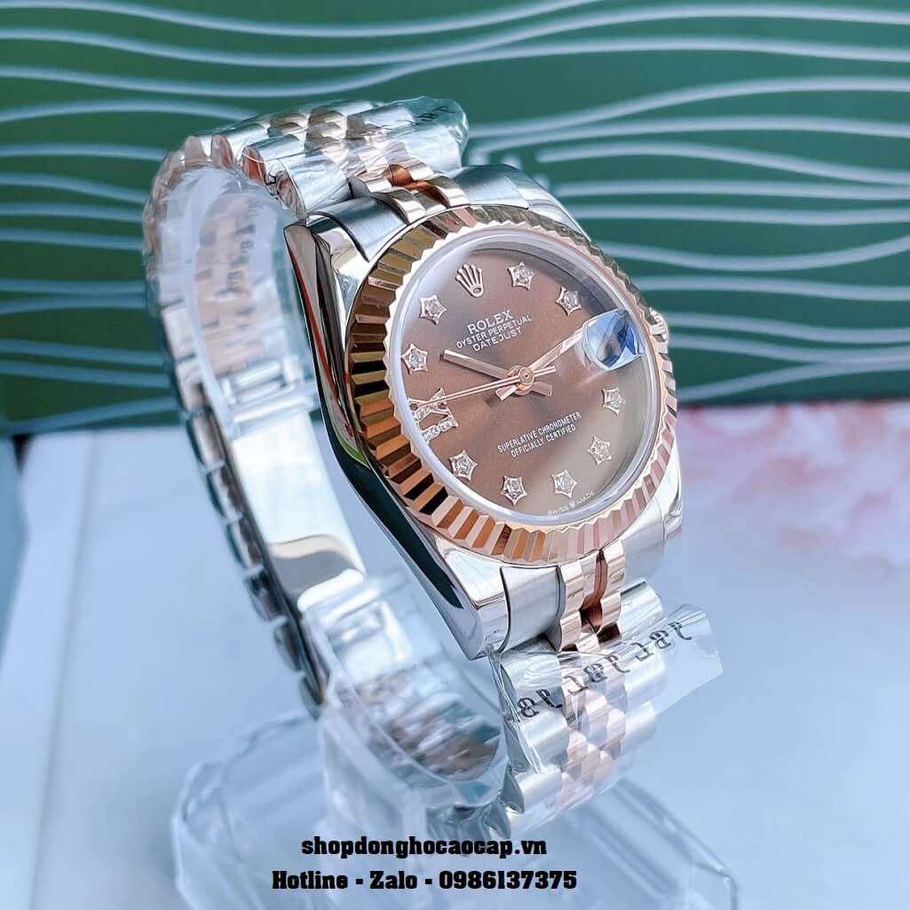 Đồng Hồ Rolex Datejust Cơ Tự Động Nữ Màu Demi Rose Mặt Nâu 31mm