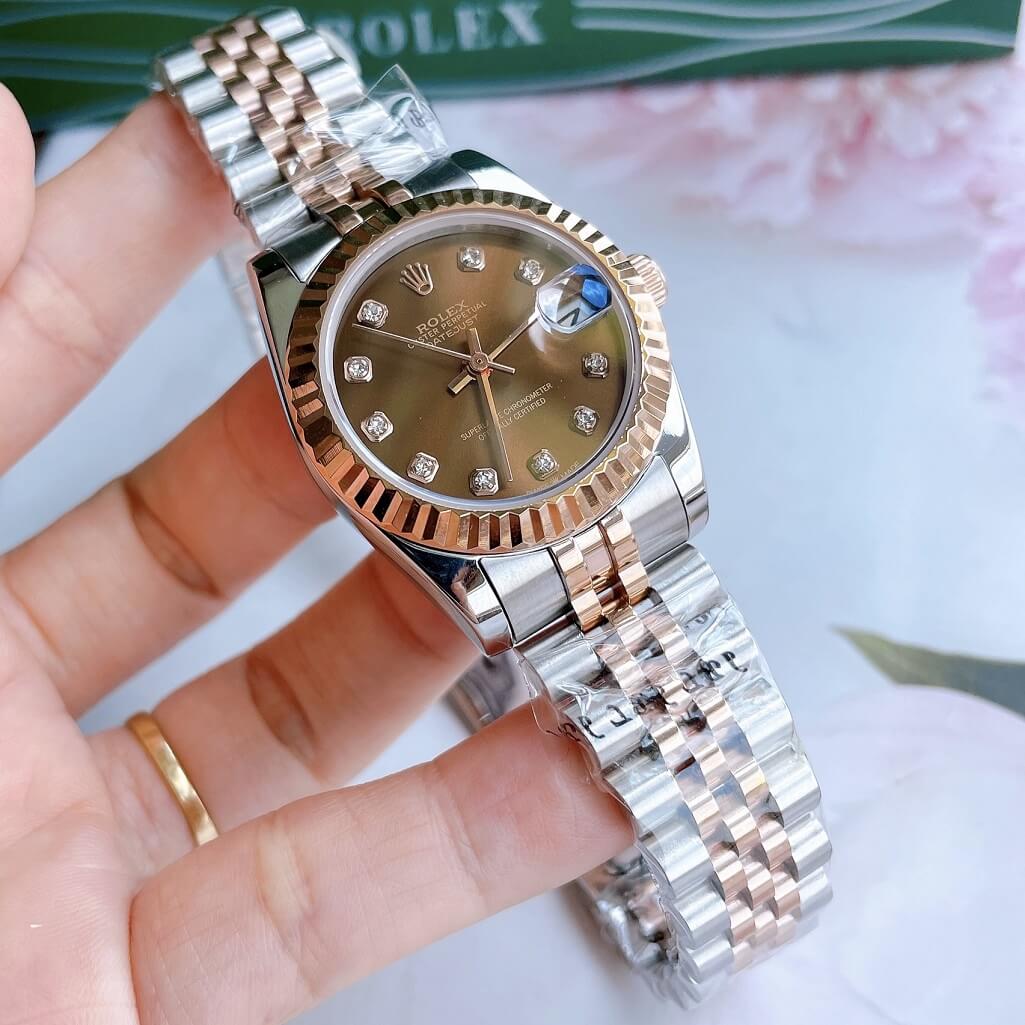 Đồng Hồ Rolex Datejust Cơ Tự Động Nữ Demi Rose Mặt Nâu 31mm