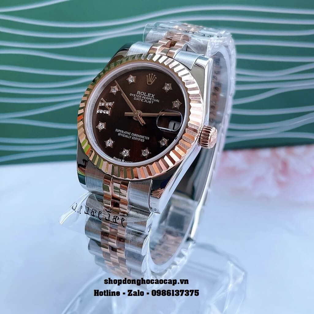 Đồng Hồ Rolex Datejust Cơ Tự Động Nữ Màu Demi Rose Mặt Nâu 31mm