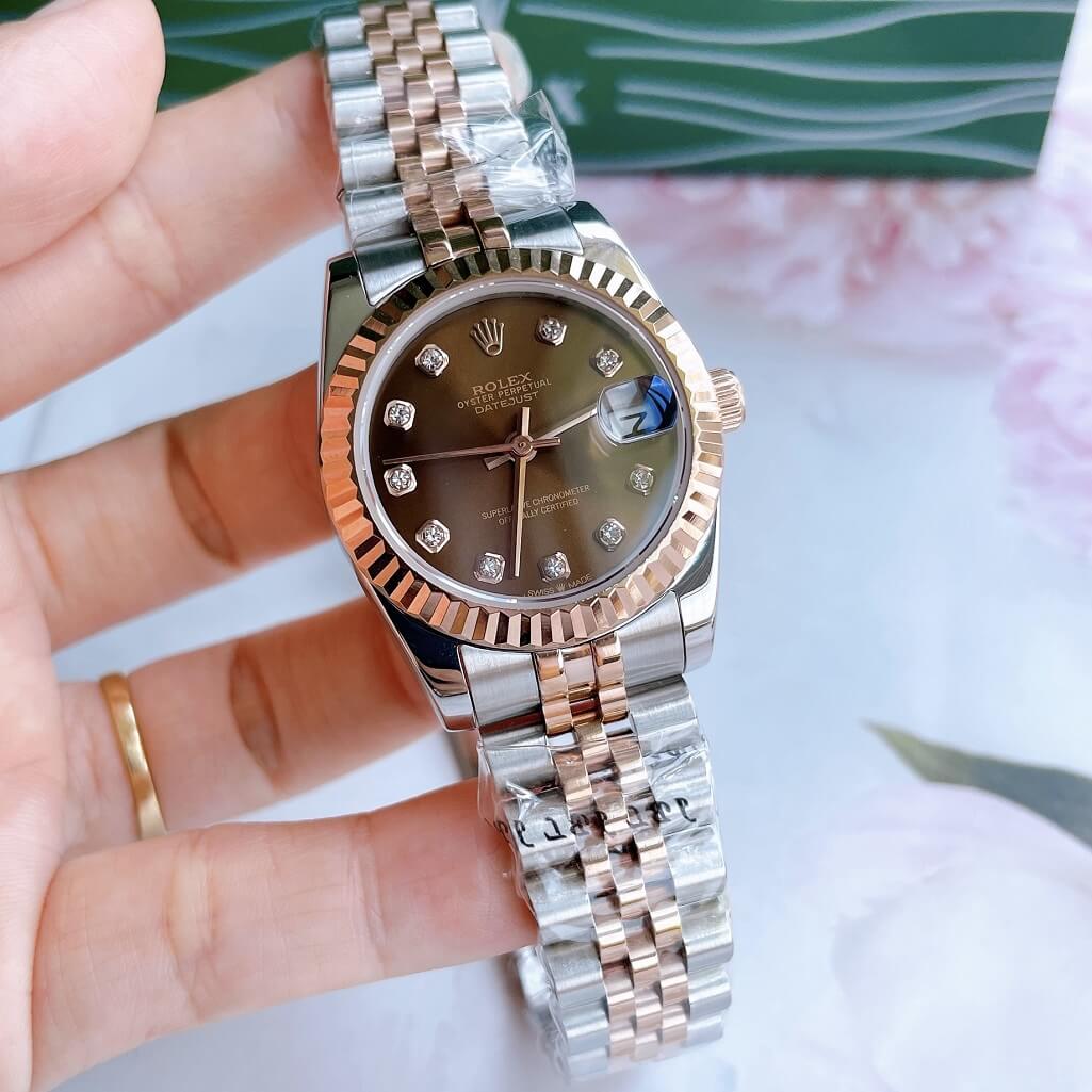 Đồng Hồ Rolex Datejust Cơ Tự Động Nữ Demi Rose Mặt Nâu 31mm