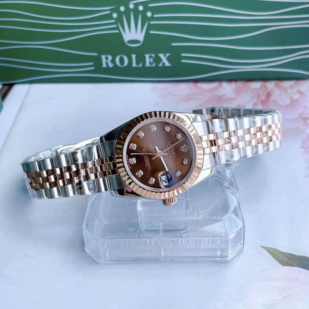 Đồng Hồ Rolex Datejust Cơ Tự Động Nữ Demi Rose Mặt Nâu 31mm