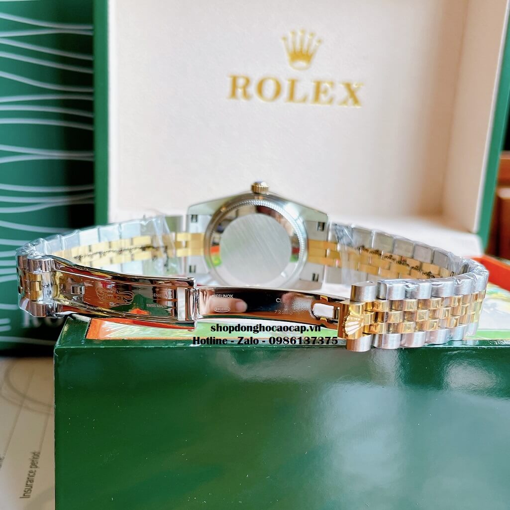 Đồng Hồ Rolex Datejust Cơ Tự Động Nữ Demi Vàng Mặt Xanh 3D 31mm