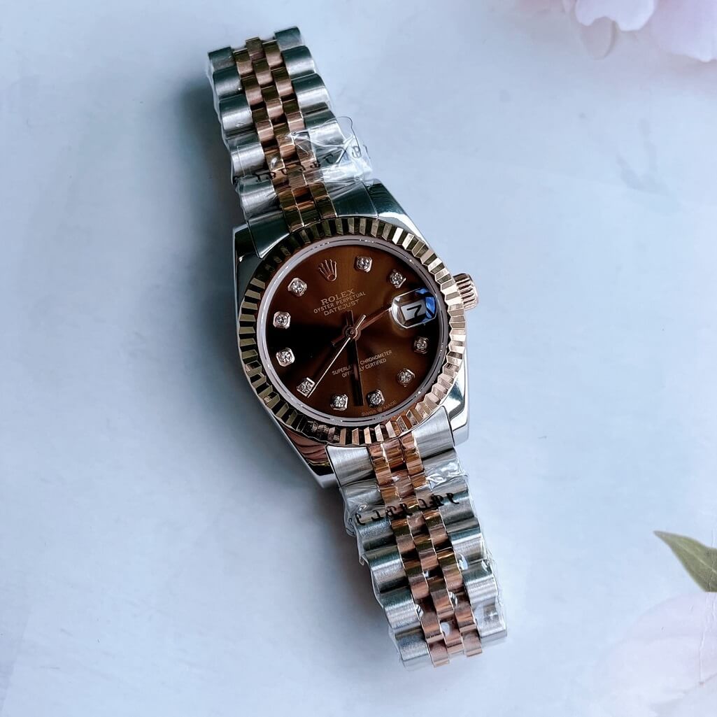 Đồng Hồ Rolex Datejust Cơ Tự Động Nữ Demi Rose Mặt Nâu 31mm