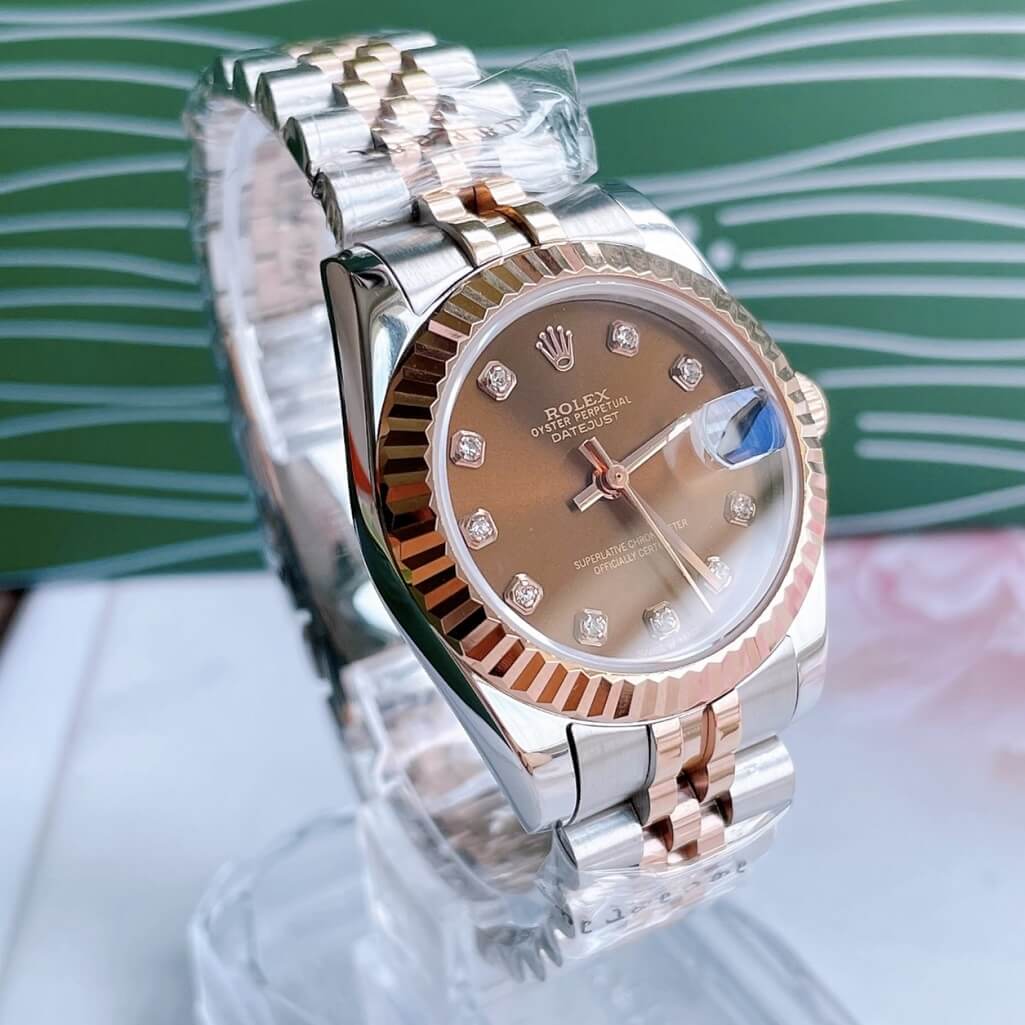 Đồng Hồ Rolex Datejust Cơ Tự Động Nữ Demi Rose Mặt Nâu 31mm