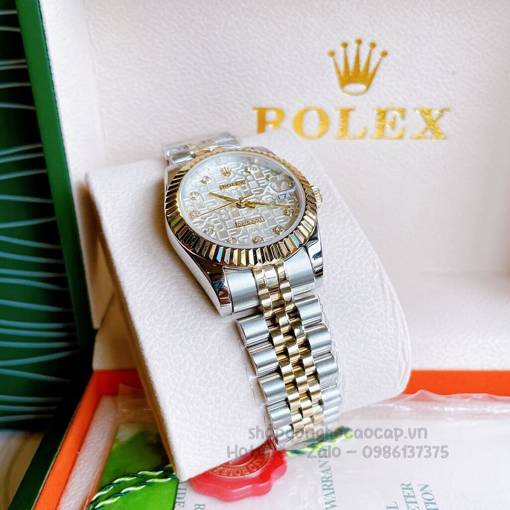Đồng Hồ Rolex Datejust Cơ Tự Động Nữ Demi Vàng Mặt Khía 3D 31mm