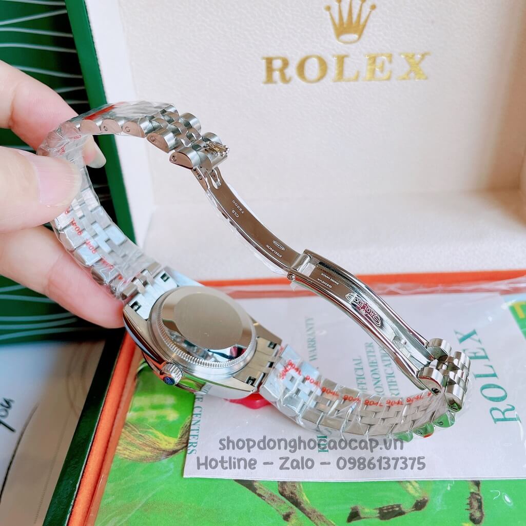 Đồng Hồ Rolex Datejust Cơ Tự Động Nữ Bạc Mặt Xanh Lục Đính Đá 31mm