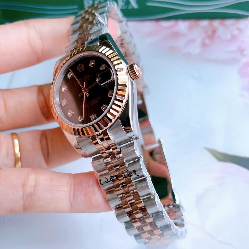 Đồng Hồ Rolex Datejust Cơ Tự Động Nữ Demi Rose Mặt Nâu 31mm