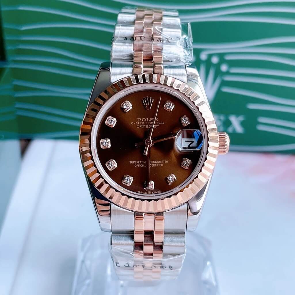 Đồng Hồ Rolex Datejust Cơ Tự Động Nữ Demi Rose Mặt Nâu 31mm