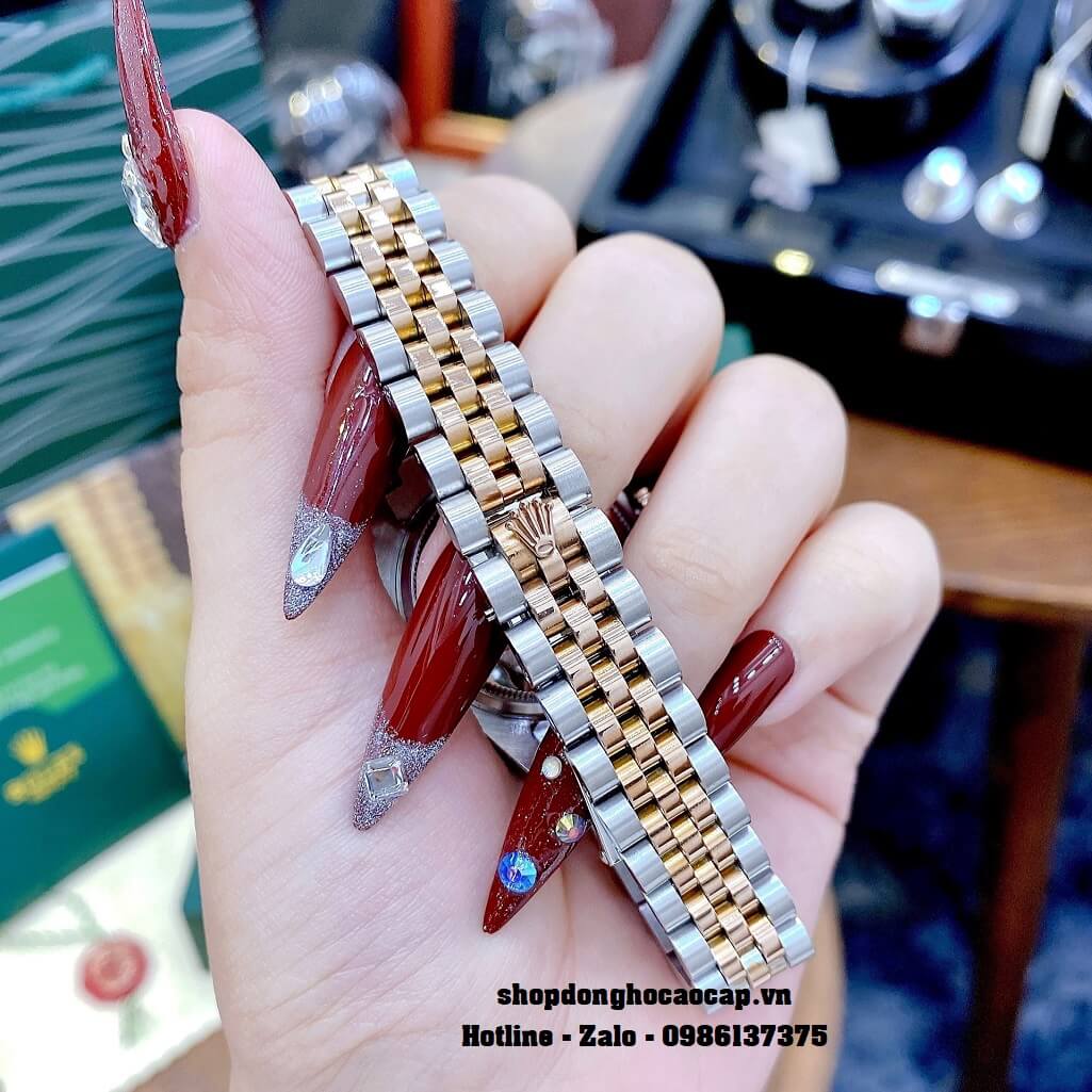 Đồng Hồ Rolex Datejust Cơ Tự Động Nữ Demi Mặt Rose Đính Đá 31mm