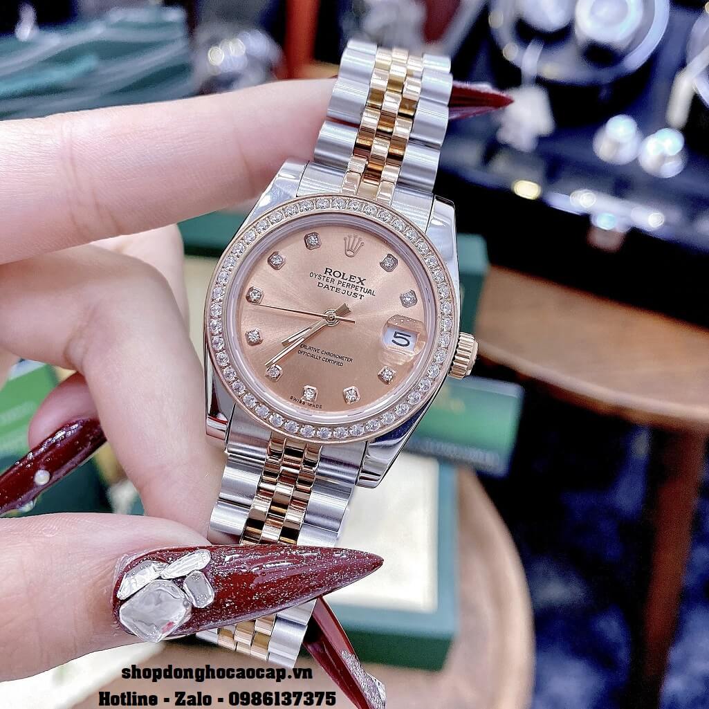 Đồng Hồ Rolex Datejust Cơ Tự Động Nữ Demi Mặt Rose Đính Đá 31mm