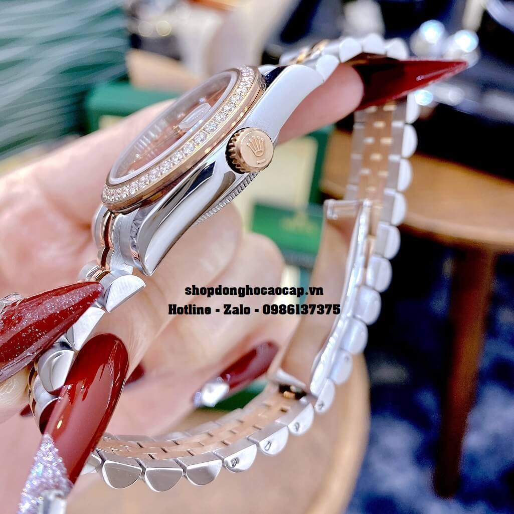 Đồng Hồ Rolex Datejust Cơ Tự Động Nữ Demi Mặt Rose Đính Đá 31mm