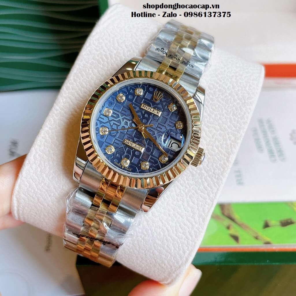 Đồng Hồ Rolex Datejust Cơ Tự Động Nữ Demi Vàng Mặt Xanh 3D 31mm