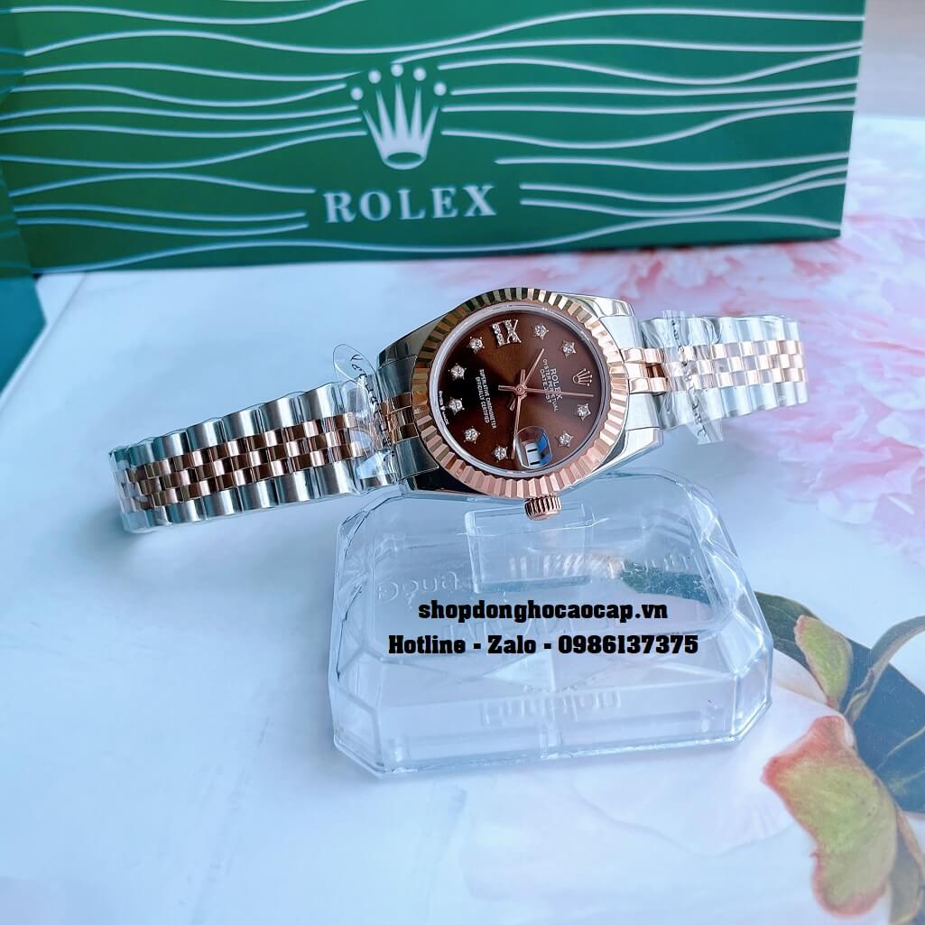 Đồng Hồ Rolex Datejust Cơ Tự Động Nữ Màu Demi Rose Mặt Nâu 31mm