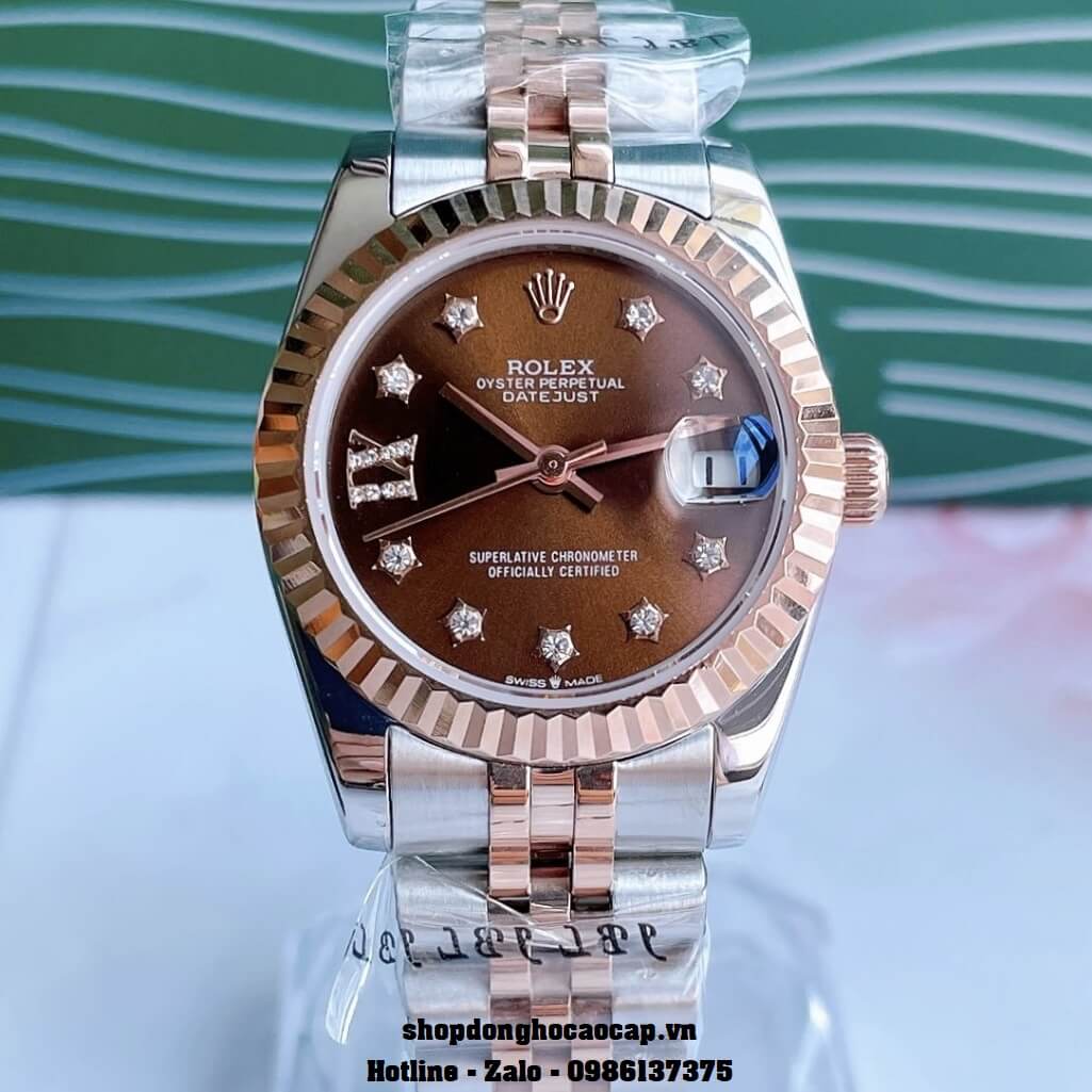 Đồng Hồ Rolex Datejust Cơ Tự Động Nữ Màu Demi Rose Mặt Nâu 31mm