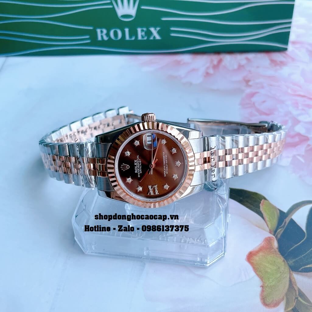 Đồng Hồ Rolex Datejust Cơ Tự Động Nữ Màu Demi Rose Mặt Nâu 31mm