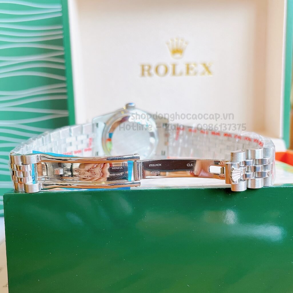 Đồng Hồ Rolex Datejust Cơ Tự Động Nữ Bạc Mặt Trắng Sữa Đính Đá 31mm