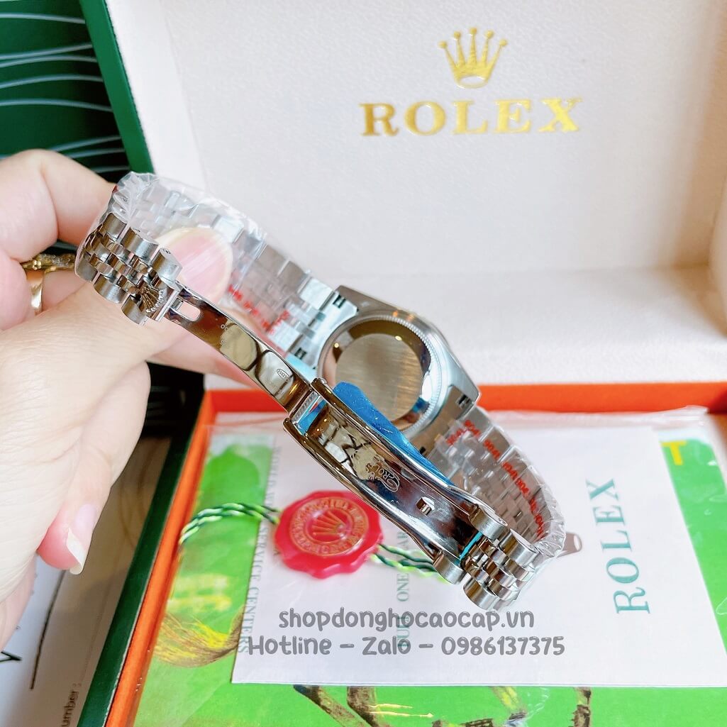 Đồng Hồ Rolex Datejust Cơ Tự Động Nữ Bạc Mặt Trắng Sữa Đính Đá 31mm