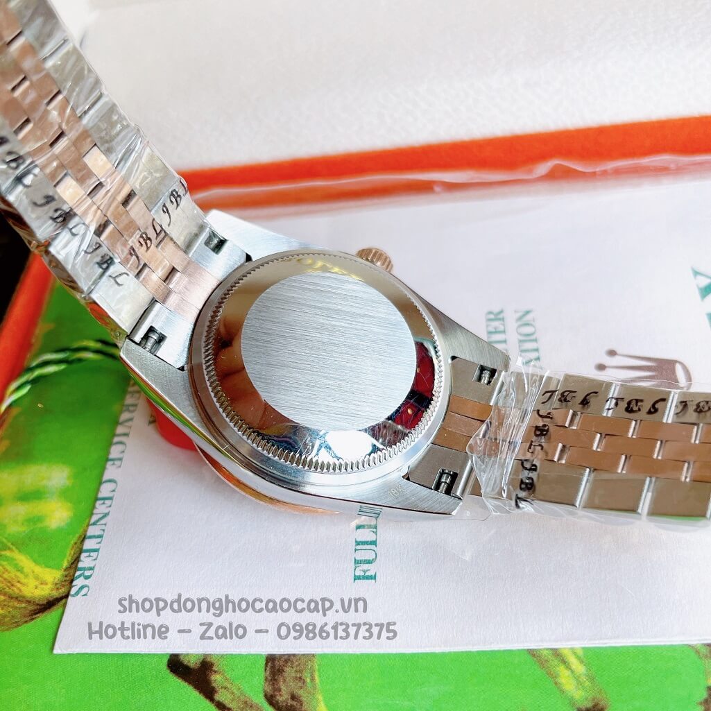 Đồng Hồ Rolex Datejust Cơ Tự Động Nữ Demi Rose Mặt Đen 3D Đính Đá 31mm
