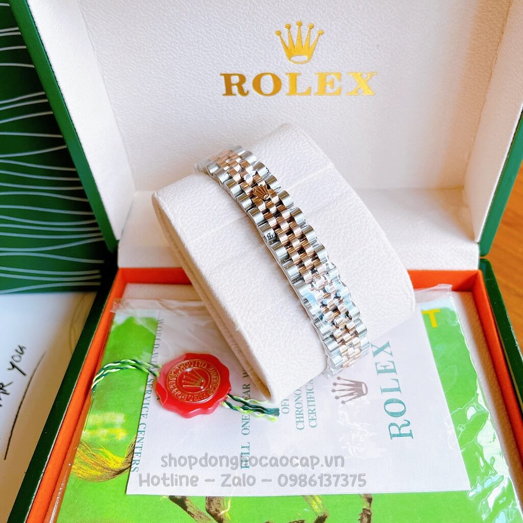 Đồng Hồ Rolex Datejust Cơ Tự Động Nữ Demi Mặt Rose Đính Đá 31mm