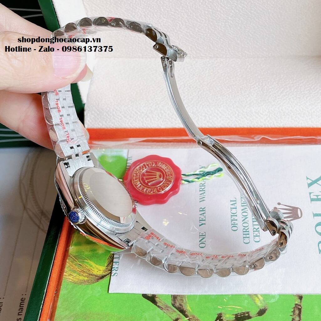 Đồng Hồ Rolex Datejust Cơ Tự Động Nữ Kim Loại Silver Mặt Đen 3D 31mm