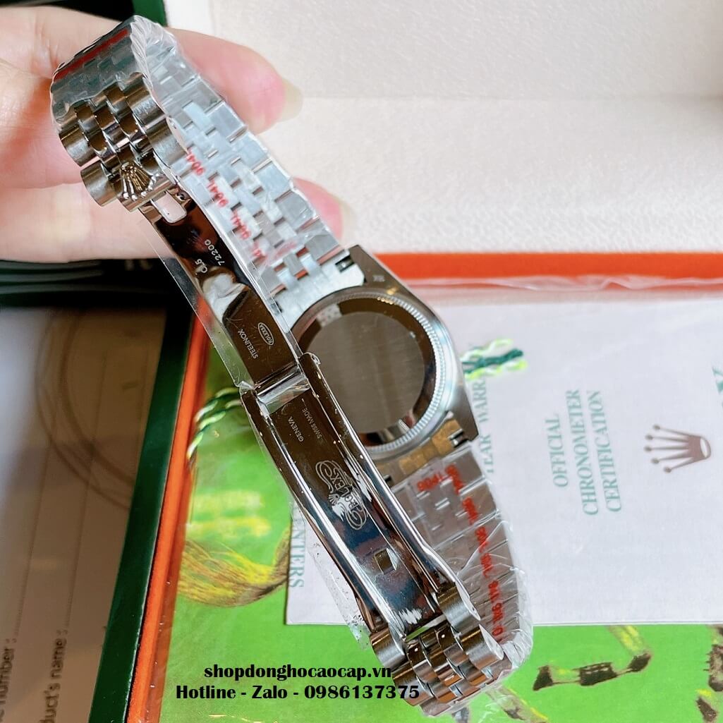 Đồng Hồ Rolex Datejust Cơ Tự Động Nữ Kim Loại Silver Mặt Đen 3D 31mm