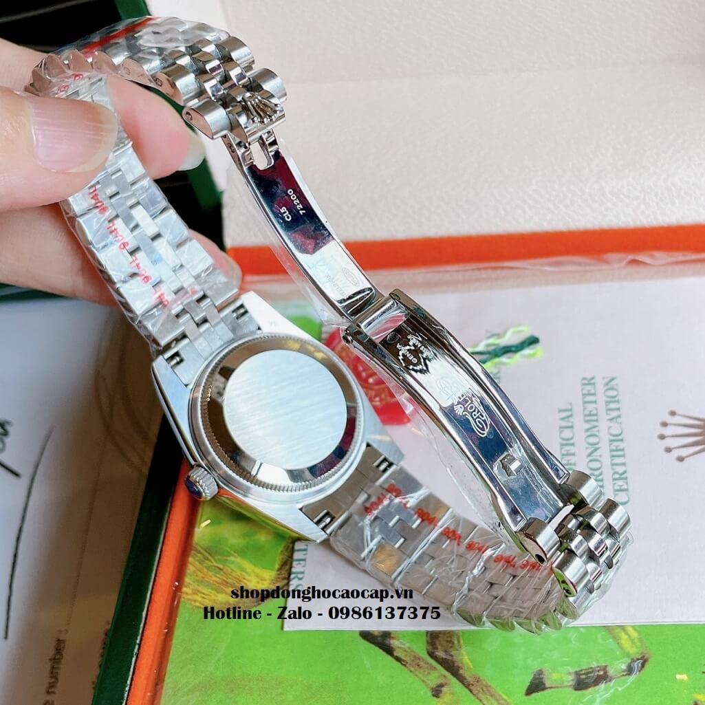 Đồng Hồ Rolex Datejust Cơ Tự Động Nữ Kim Loại Silver Mặt Đen 3D 31mm